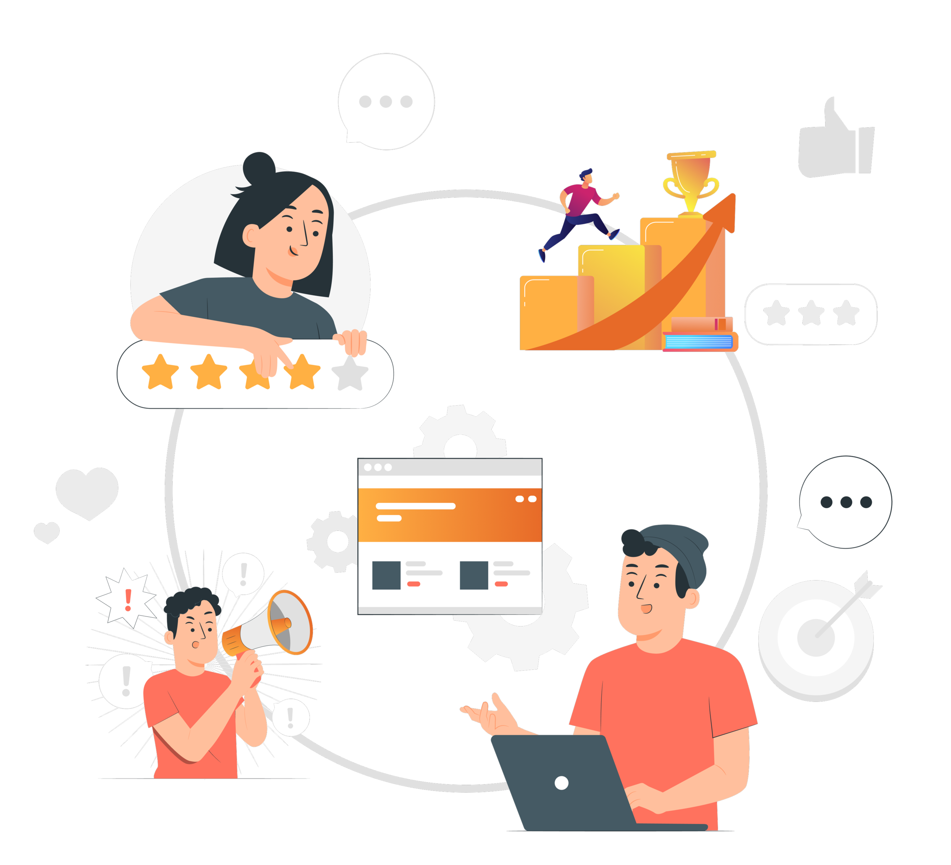 business concepts including customer reviews and goals.